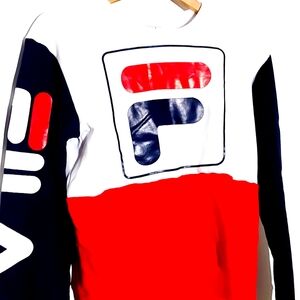 Fila Women's Sidra Sweatshirt, Peacoat/White/Chinese Red, Size Large